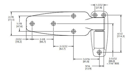 Kason 1245 Series Reversible Cam-Rise Hinges Kason Hinges %product_description%