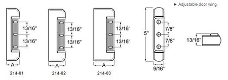 Kason 214 Reversible Adjustable Edgemount Hinges Kason Hinges %product_description%