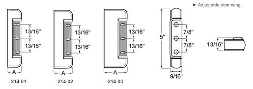Kason 214 Reversible Adjustable Edgemount Hinges Kason Hinges %product_description%