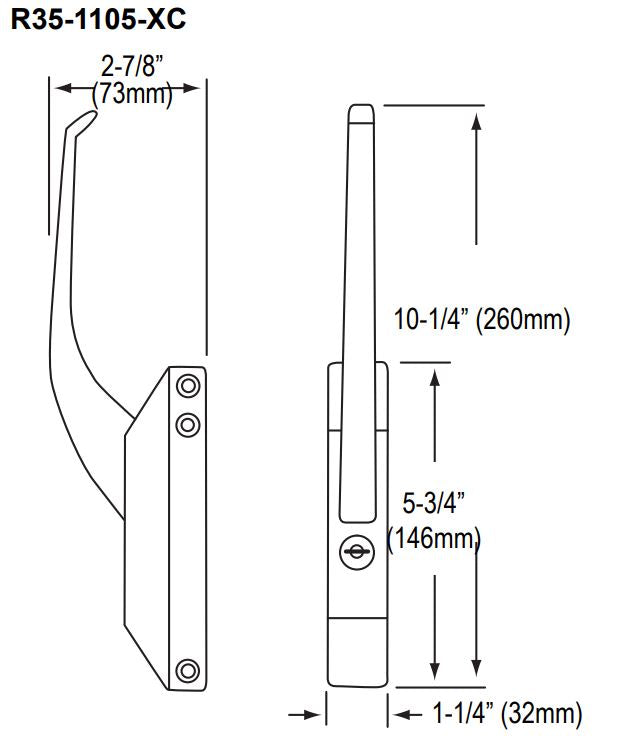 Component Hardware R35-1105-XC Offset Handle Edgemount Latch Complete ...